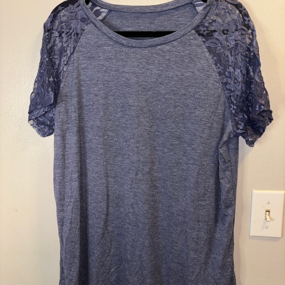 Casual super soft Blue Lace Sleeve Women's Tee